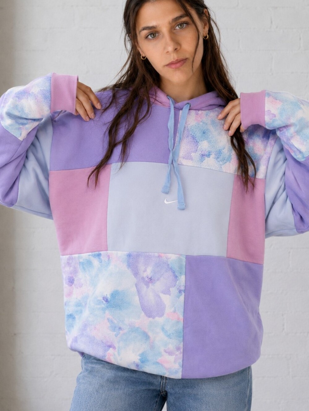 Upcycled- Sofy Sky Patchwork Hoodie